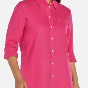 GAP linen blend button down shirt in beetroot purple (M)
